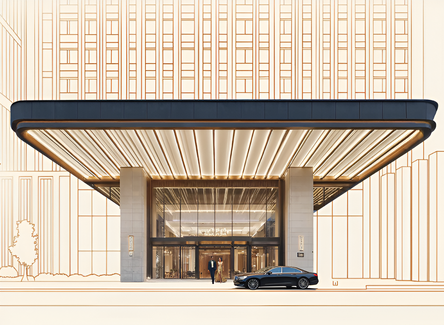 Kumar Vibe Mangrove Bangur Nagar Goregaon West grand entrance with luxury drop-off and iconic façade design