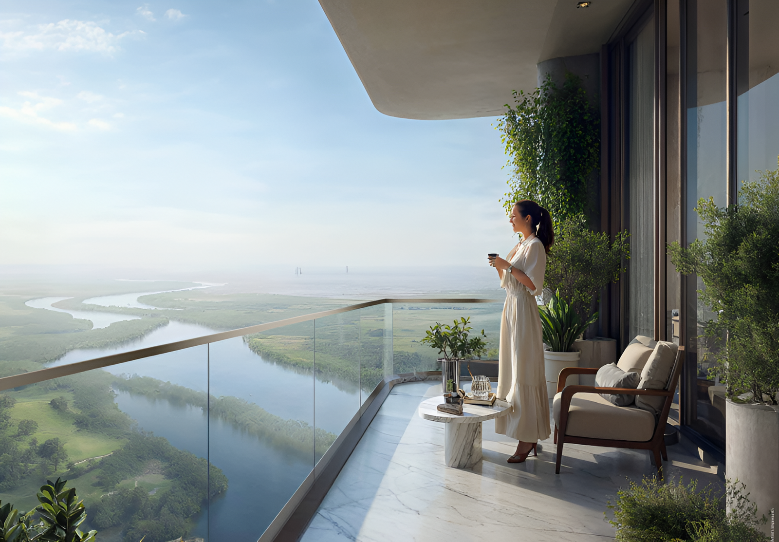 Kumar Vibe Mangrove Bangur Nagar Goregaon West private deck balcony with panoramic mangrove and river views