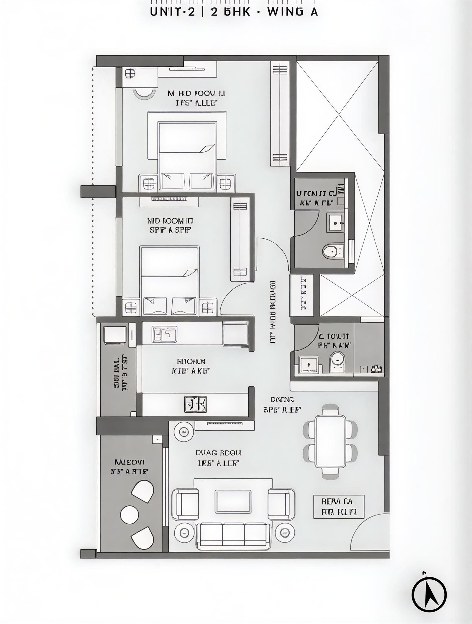 Kumar Vibe Mangrove Bangur Nagar Goregaon West compact apartment floor plan with smart living, dining, and kitchen layout